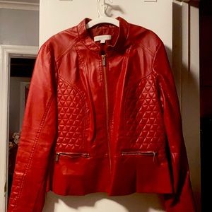 Red New York and company leather jacket size L